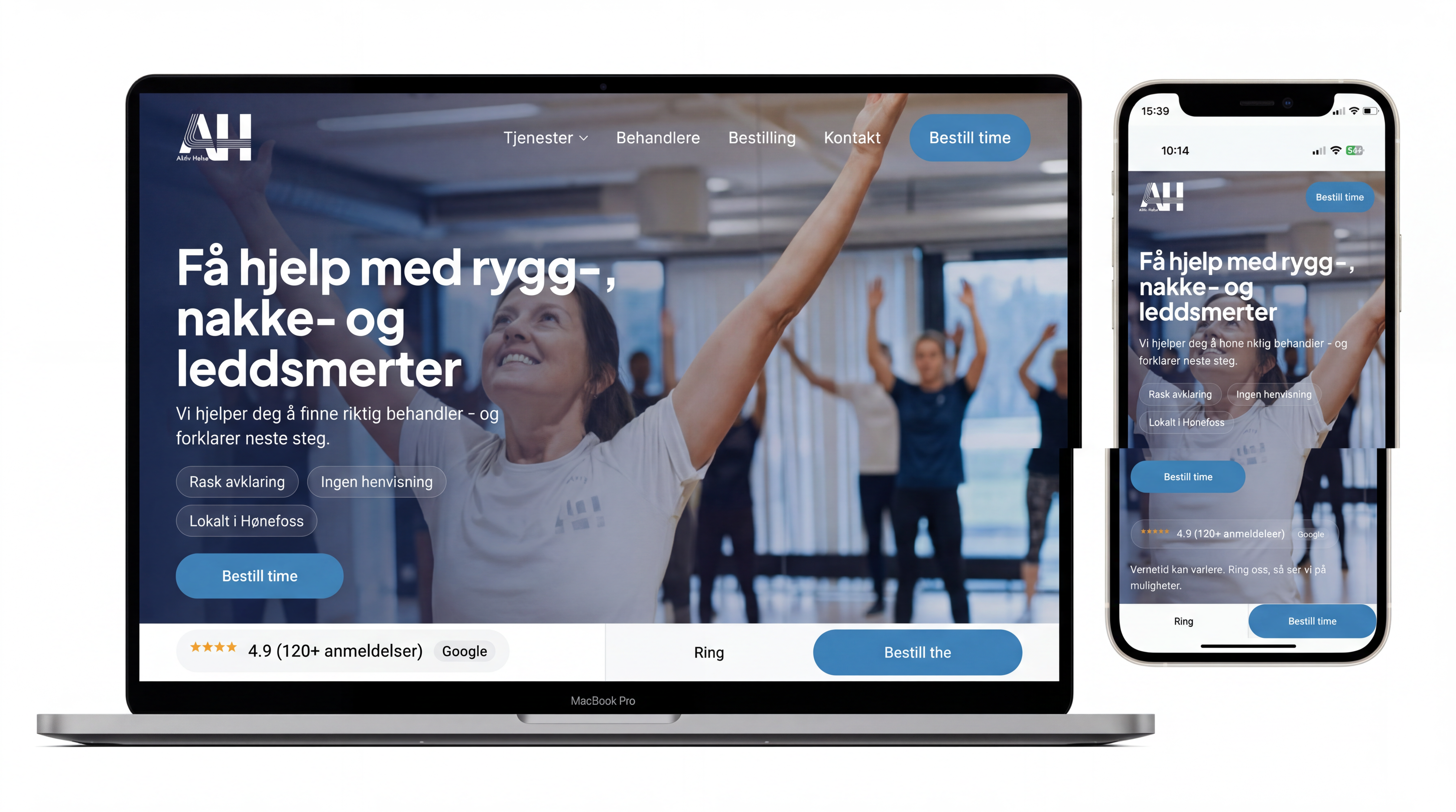 Nettsiden til Aktiv Helse AS